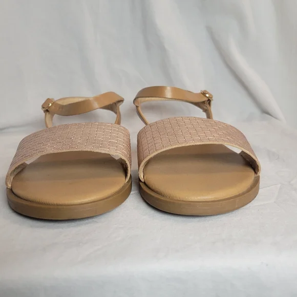 XOXO Rose Gold Faux Woven Leather Ankle Strap Sandals Size 8 - Picture 6 of 11